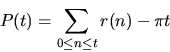 \begin{displaymath}P(t) = \sum_{0\le n\le t} r(n) - \pi t
\end{displaymath}