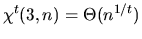 $\chi^t(3,n)=\Theta (n^{1/t})$