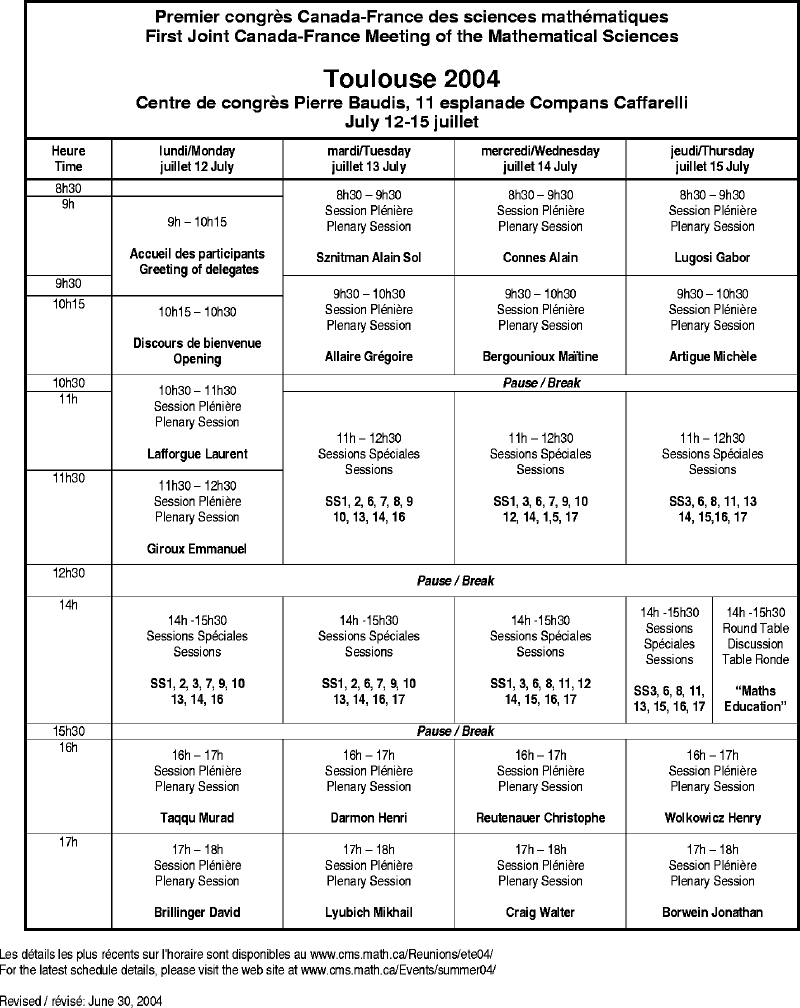 schedule table