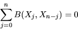 \begin{displaymath}\sum_{j=0}^{n} B(X_j,X_{n-j})=0
\end{displaymath}