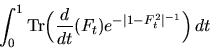 \begin{displaymath}\int_0^1\textrm{Tr}\Bigl({d\over {dt}}(F_t)e^{-\vert 1-F_t^2\vert^{-1}}\Bigr)\,dt
\end{displaymath}