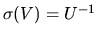 $\sigma(V)=U^{-1}$