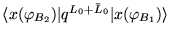 $\langle
x(\varphi_{B_2})\vert q^{L_0+\bar L_0}\vert x(\varphi_{B_1}) \rangle$